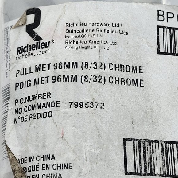 (10) RICHELIEU BP65017140 Contemporary Metal Pull - (Length 5 3/16") (Chrome) - Picture 2 of 5